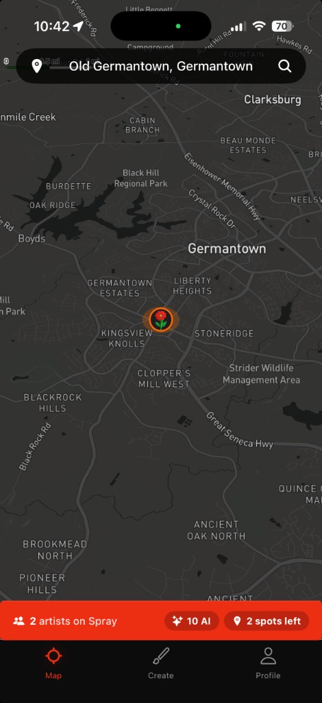 Map showing nearby AR artworks
